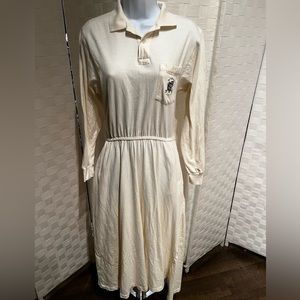 Ralph Lauren vintage long sleeve collared shirt dress ankle length size M Cream